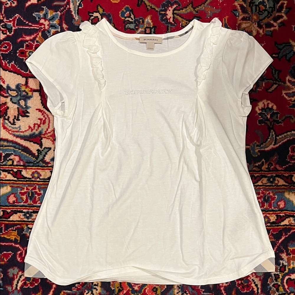 Burberry Ivory Ruffle Sleeve Top